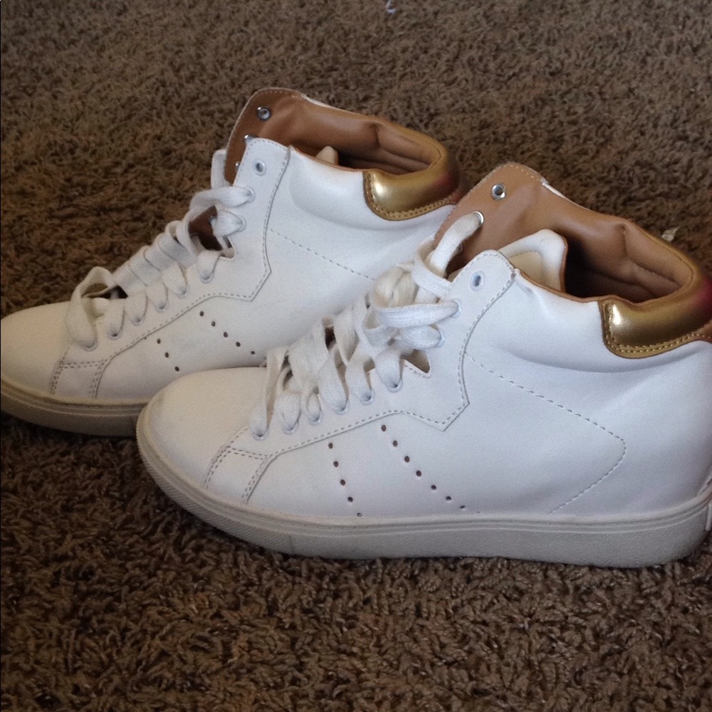 Gold and White High Top Sneakers